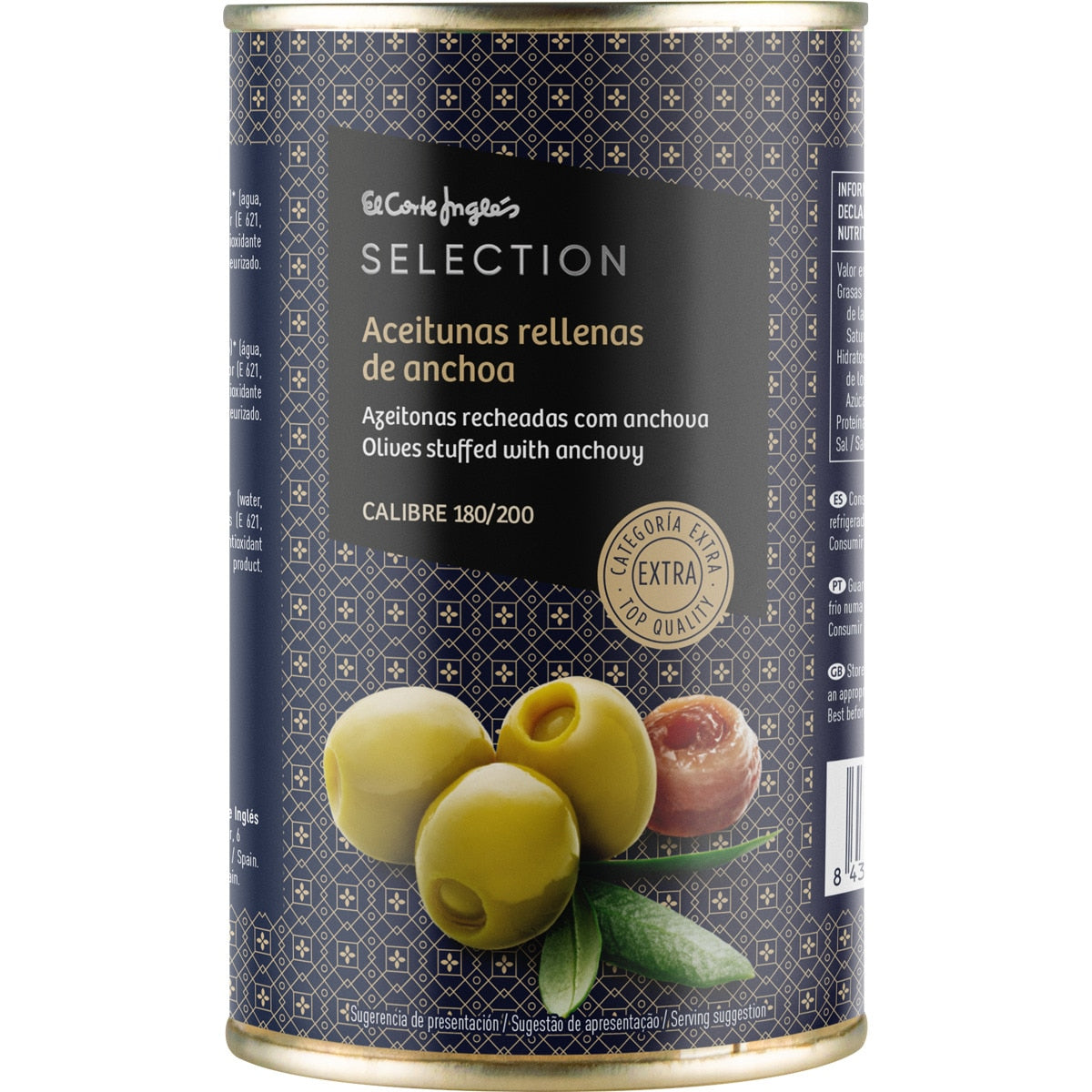 Aceitunas Rellenas De Anchoa Lata 150 G Neto Escurrido