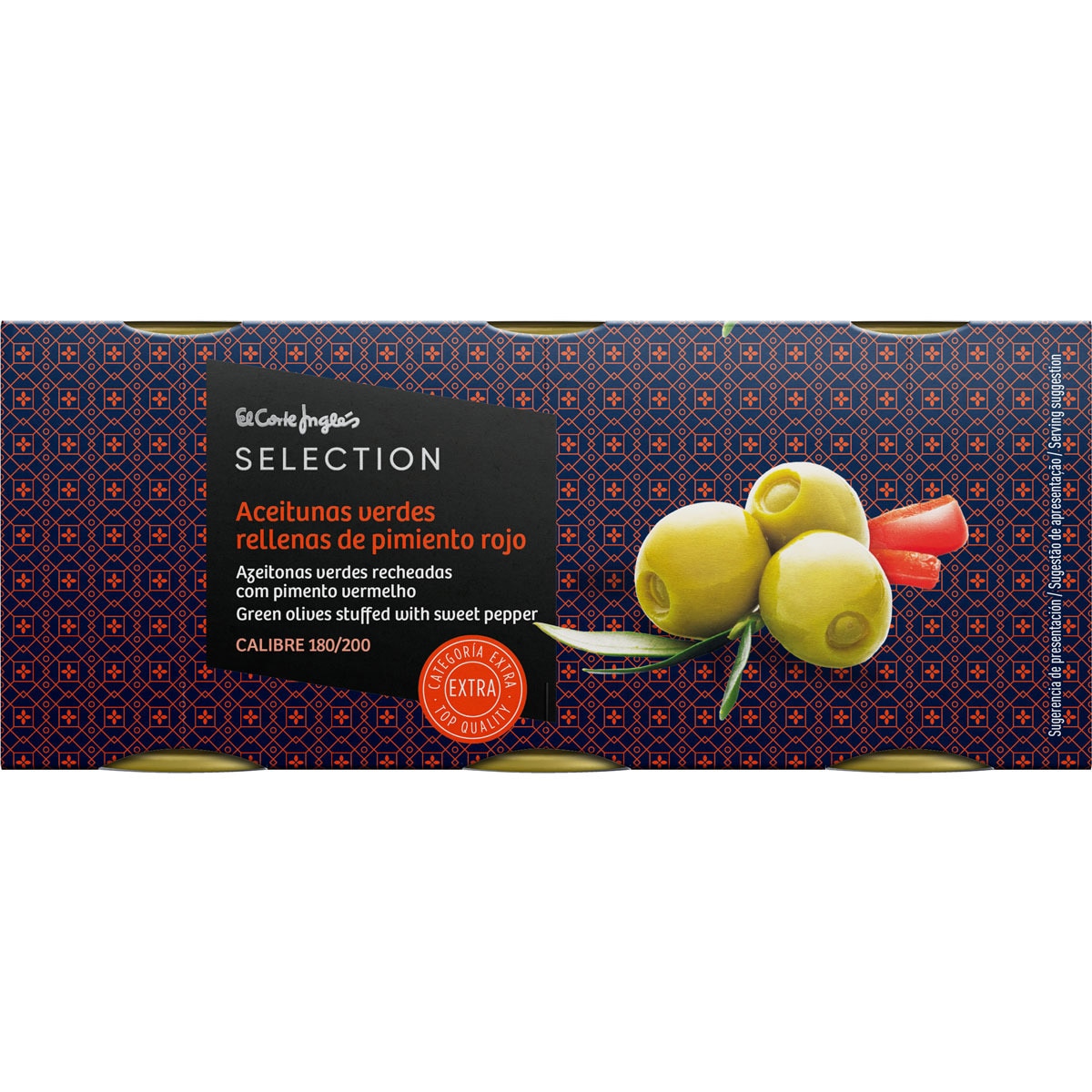 Aceitunas Rellenas De Pimiento Pack 3 Latas 50 G Neto Escurrido