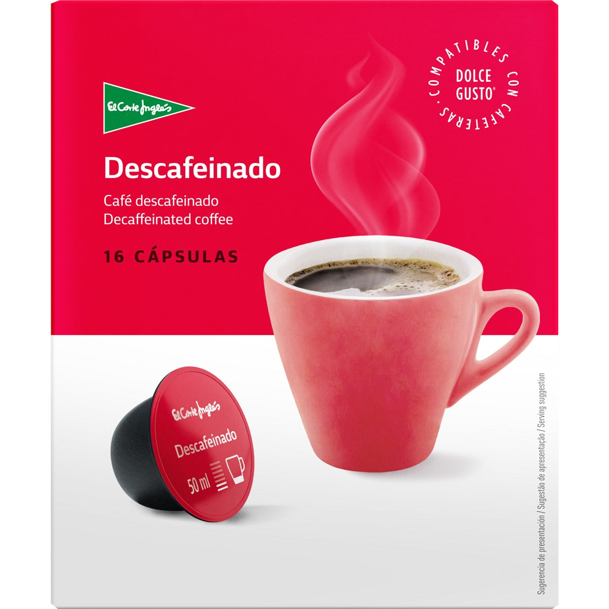 Café Descafeinado Estuche 16 Cápsulas Compatibles Con Máquinas Dolce Gusto
