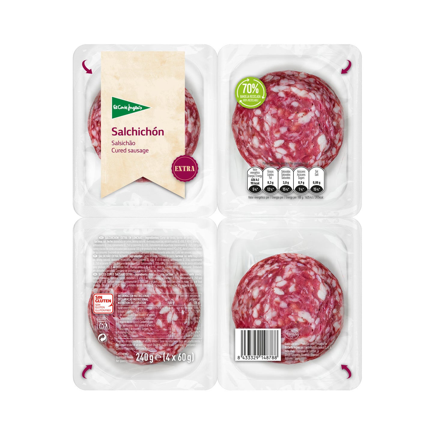 Salchichón Extra Sin Gluten Eci 240 Gr