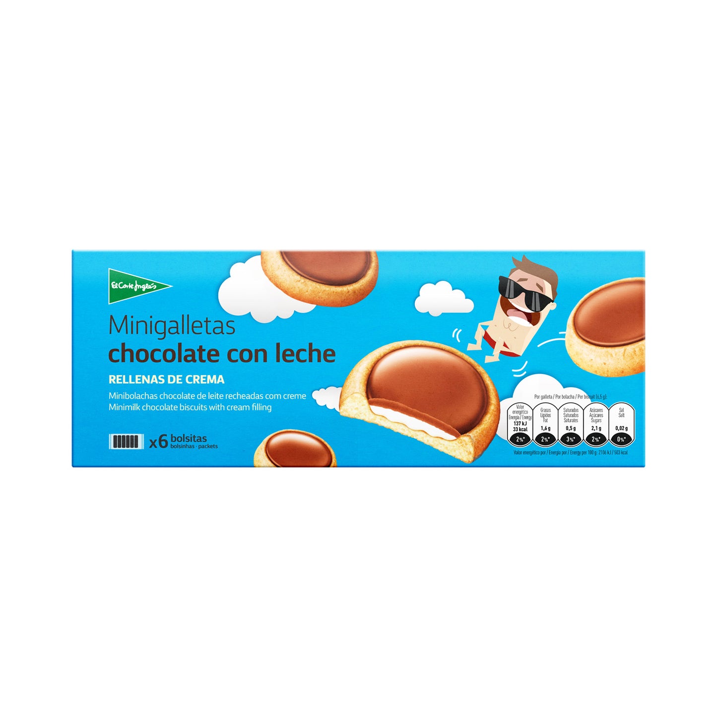 Promoción 2X1 !!! (Lleva 2 y Paga 1) Minigalletas De Chocolate Con Leche Rellenas De Crema Estuche 235,8 G