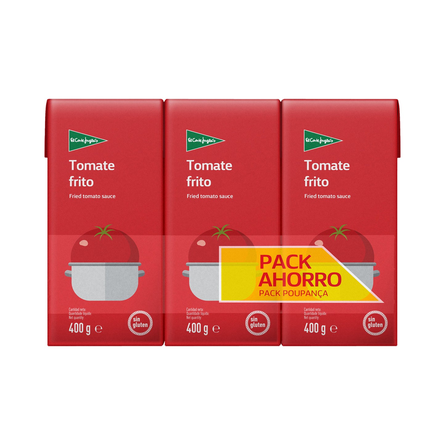 Tomate Frito Sin Gluten Pack 3 Envases 400 G