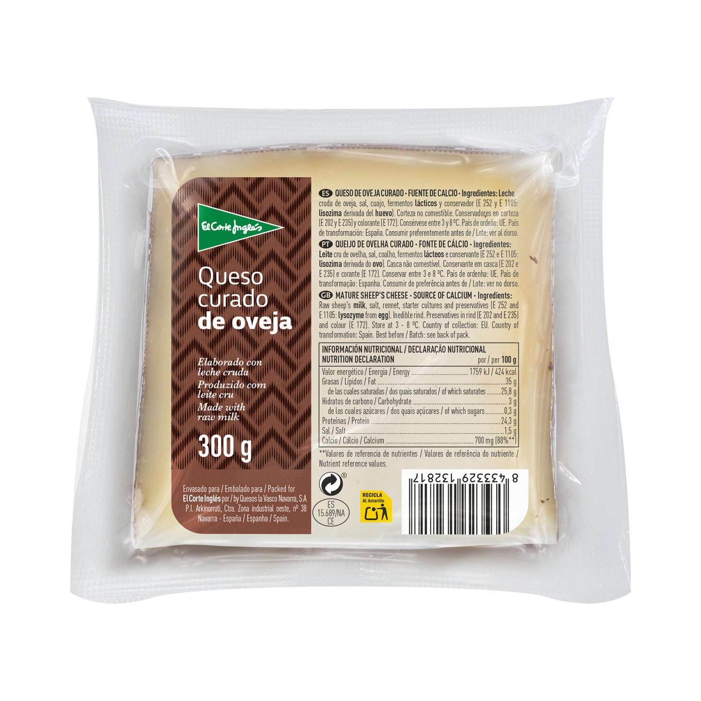 Queso Curado De Oveja Elaborado Con Leche Cruda Cuña 300 G