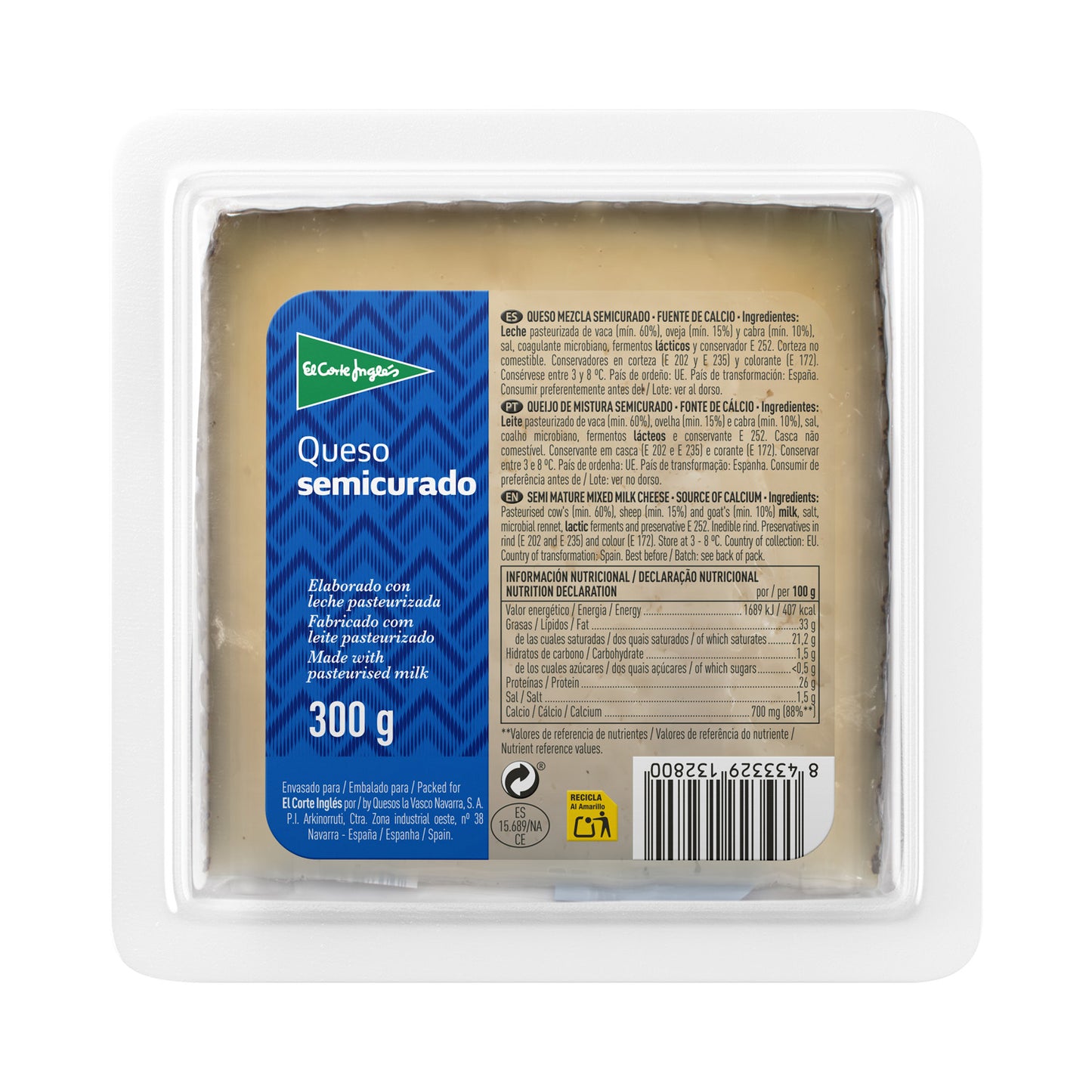 Queso Semicurado Mezcla Cuña 300 G