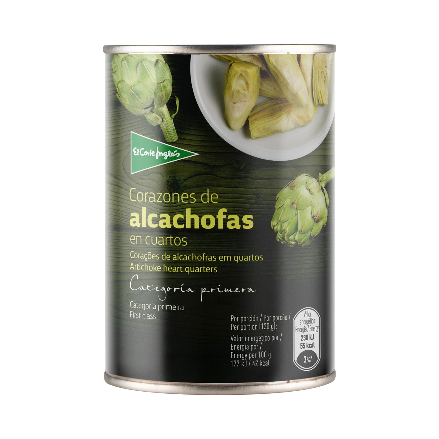 Corazones De Alcachofas En Cuartos Al Natural Lata 240 G Neto Escurrido